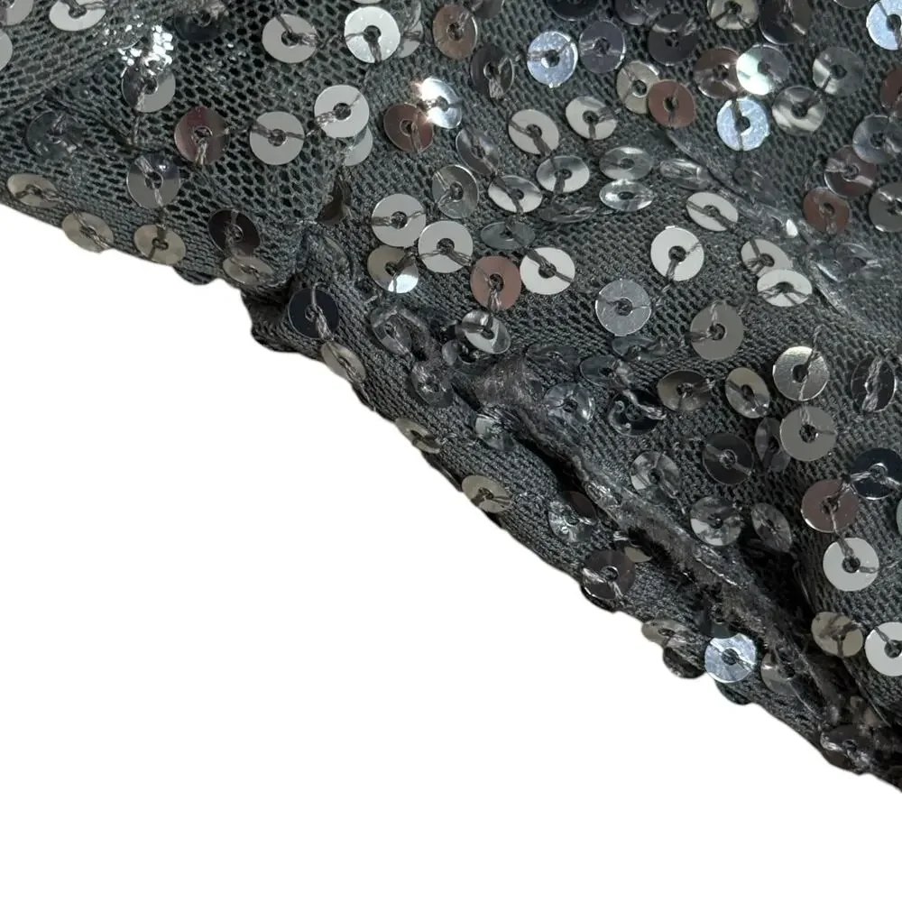 Betsey Johnson‎ Evening Silver Sequin Cocktail Dress Size 6 Metallic Party Glam